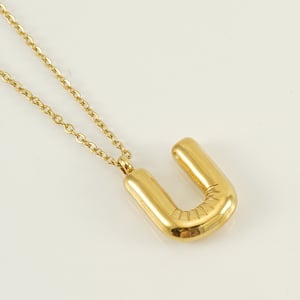 1 Piece Simple Series Simple Letter U Stainless Steel  Gold Color Women's Pendant Necklaces h5 